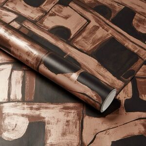 X2 Threshold Abstract Maze Peel & Stick Wallpaper Gold Black NEW